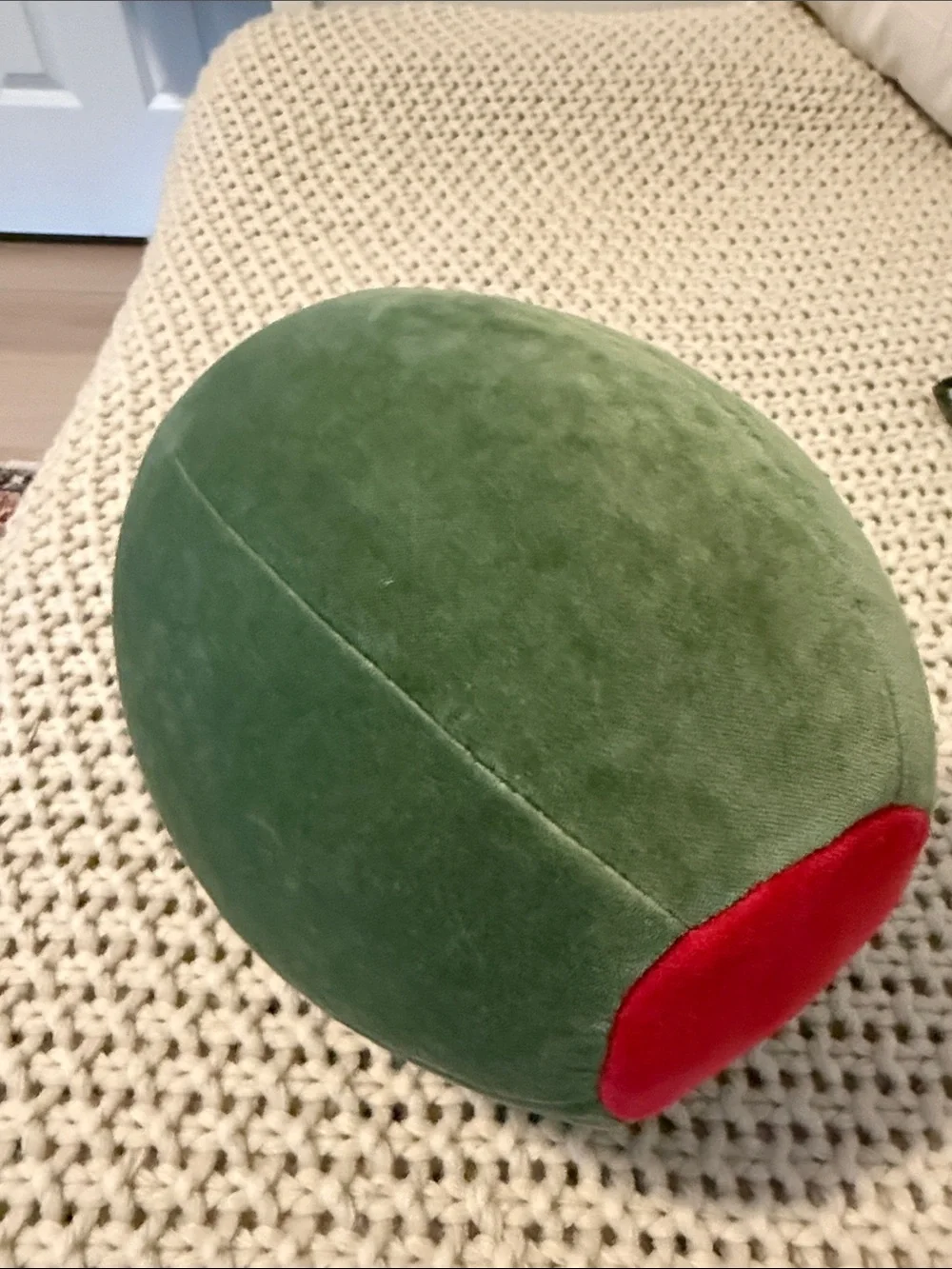 NWT Creative Coop Cotton Velvet Olive Shaped Pillow